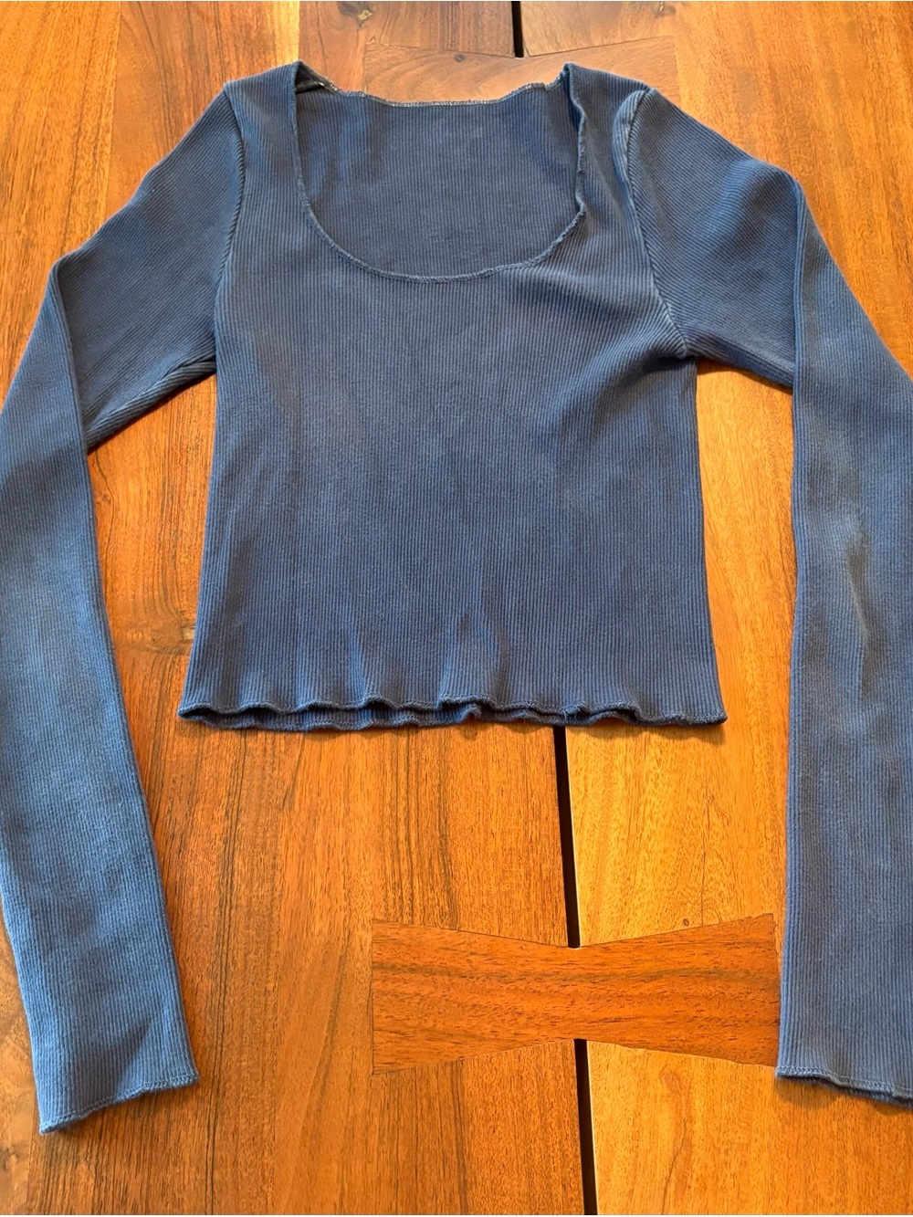 Brandy Melville Navy Blue Ribbed Long Sleeve